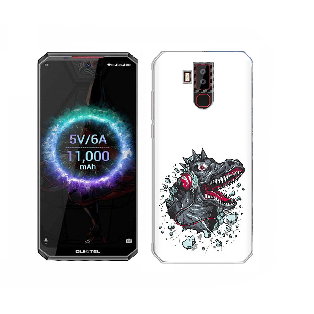 

Чехол MyPads Tocco для Oukitel K13 Pro Нарисованный динозавр в наушниках, Прозрачный, Tocco