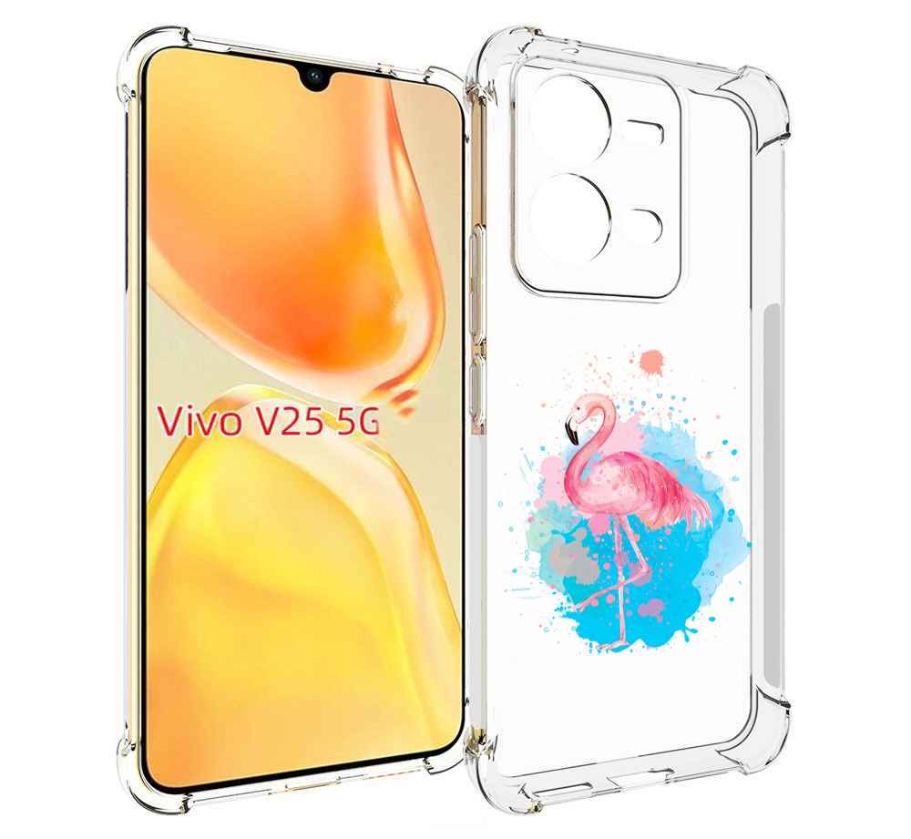

Чехол MyPads акварельное-фламинго для Vivo V25 5G / V25e, Прозрачный, Tocco