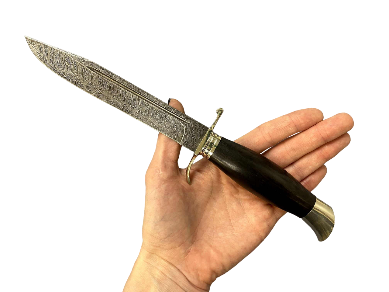 Нож Семин Разведчик, дамасская сталь, рукоять черный граб