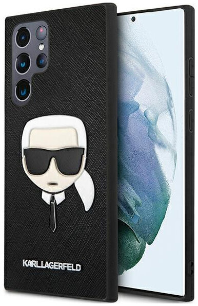 фото Чехол cg mobile karl lagerfeld pu saffiano karl's head hard для galaxy s22 ultra, черный