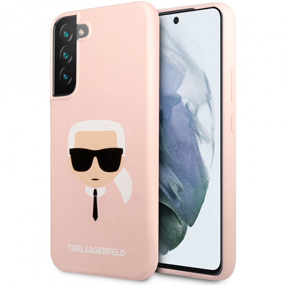 фото Чехол cg mobile karl lagerfeld liquid silicone karl's head hard для galaxy s22, розовый