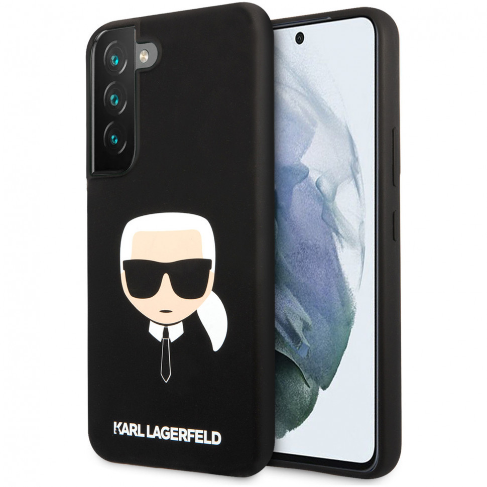 фото Чехол cg mobile karl lagerfeld liquid silicone karl's head hard для galaxy s22, черный