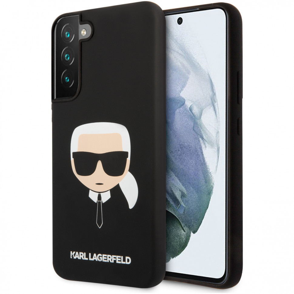 фото Чехол cg mobile karl lagerfeld liquid silicone karl's head hard для galaxy s22+, черный