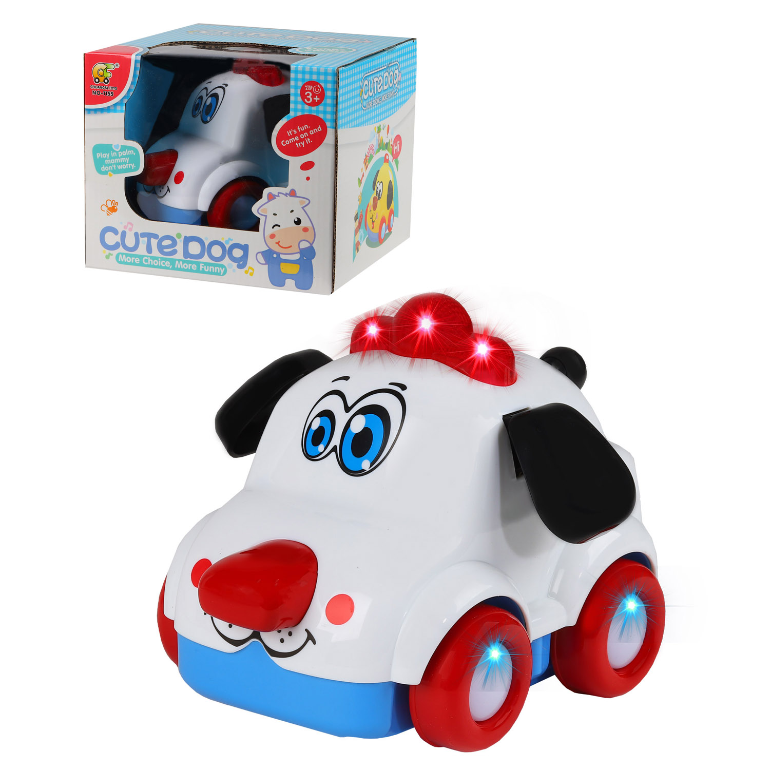 

Развивающая игрушка Машинка - Щенок, свет, звук, белый, JB0403759.