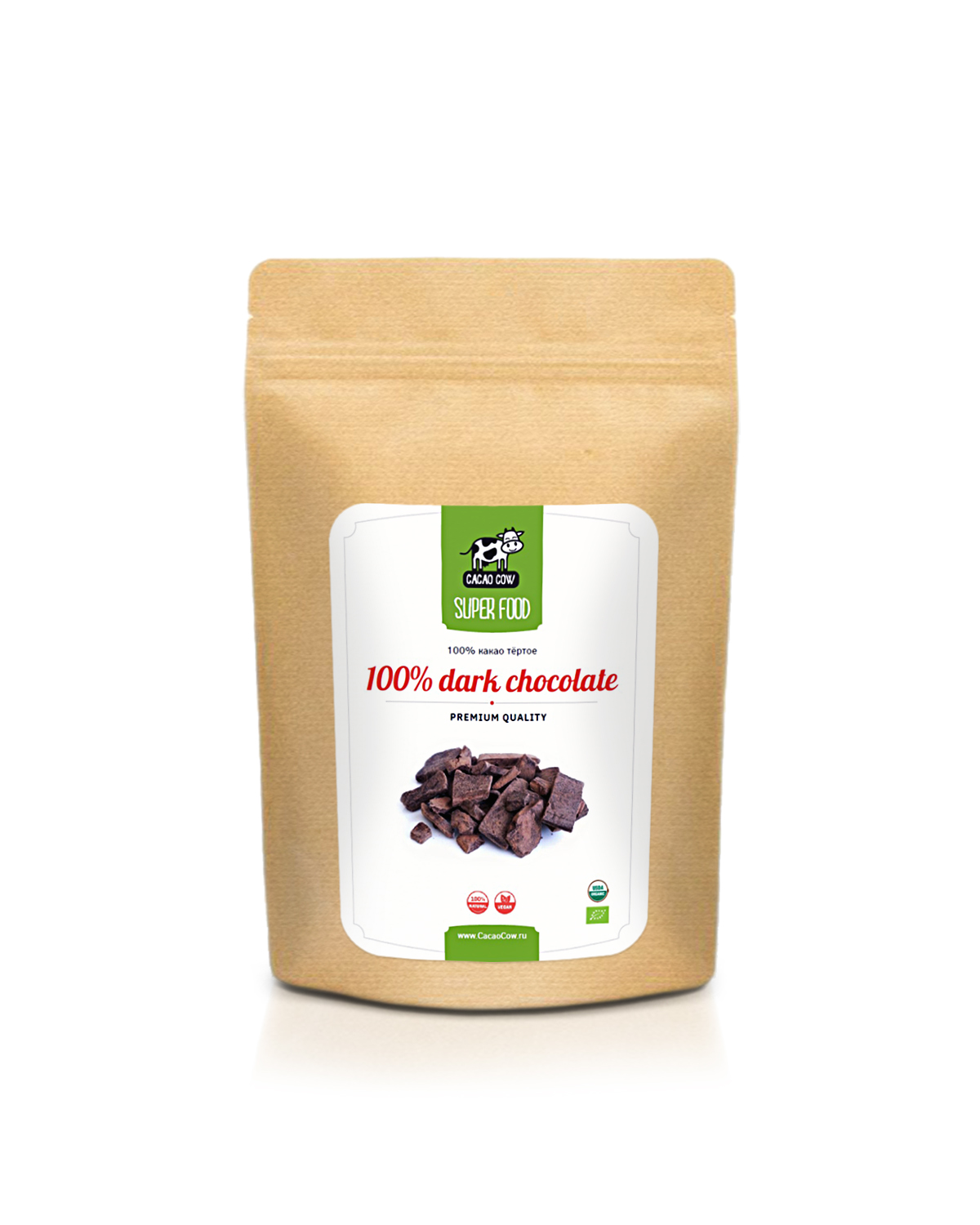 

Какао тёртое (100% горький шоколад) Criollo Arriba, CacaoCow, 200г