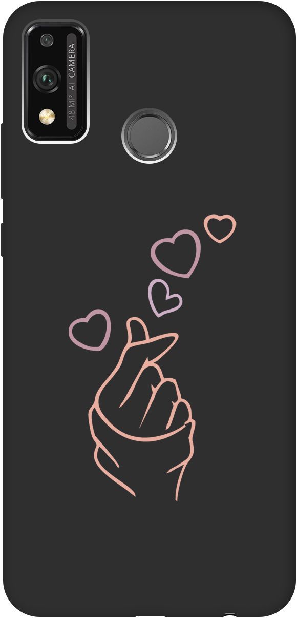 

Матовый чехол на Honor 9X Lite с принтом "K-Heart" черный, Черный;розовый, 2442