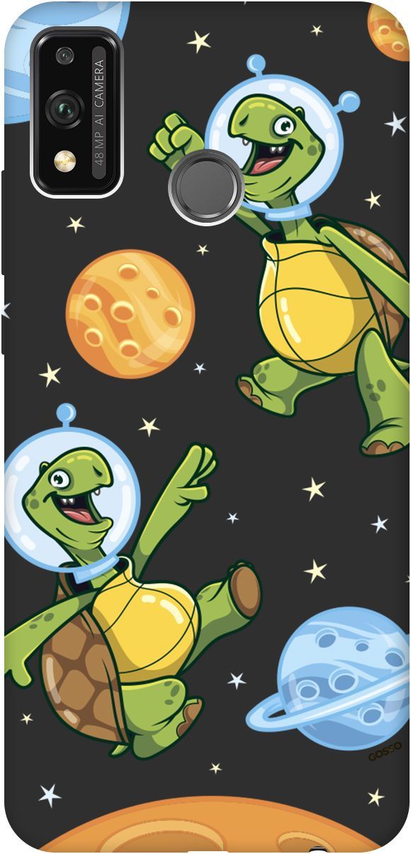 

Матовый чехол на Honor 9X Lite с принтом "CosmoTurtles" черный, Черный;бежевый, 2442