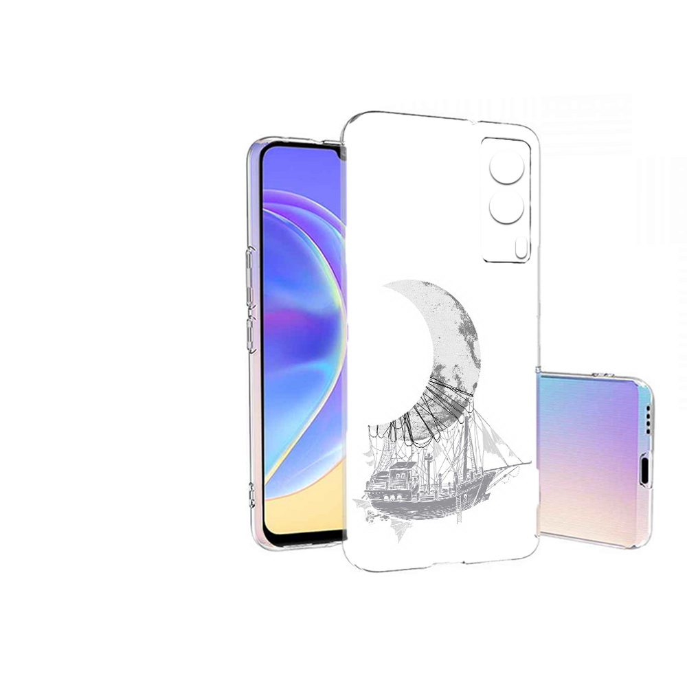 

Чехол MyPads Tocco для Vivo V21E черно белый корабль полумесяц (PT161736.380.684), Прозрачный, Tocco