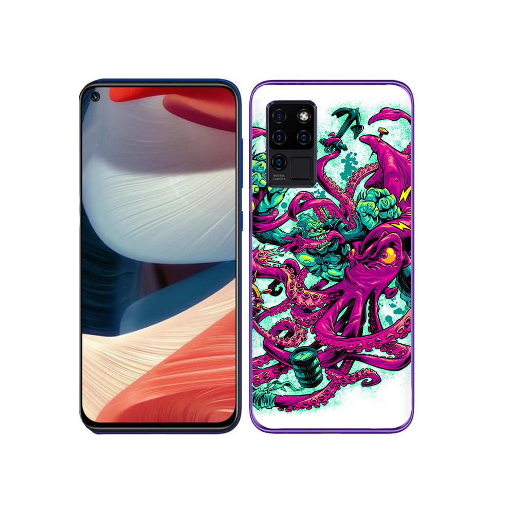 

Чехол MyPads Tocco для Oukitel C21 фиолетовый кракен, Прозрачный, Tocco