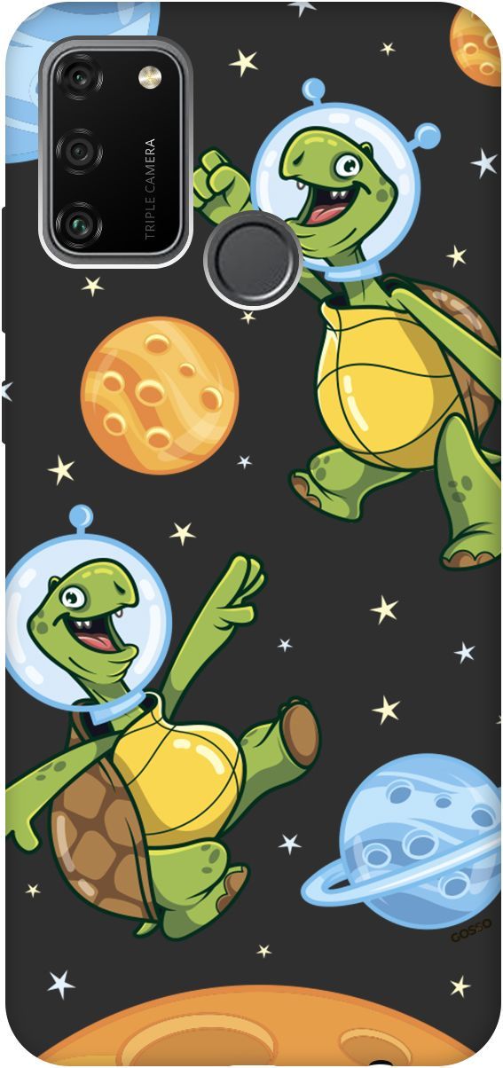 

Матовый чехол на Honor 9A с принтом "CosmoTurtles" черный, Черный;бежевый, 2440