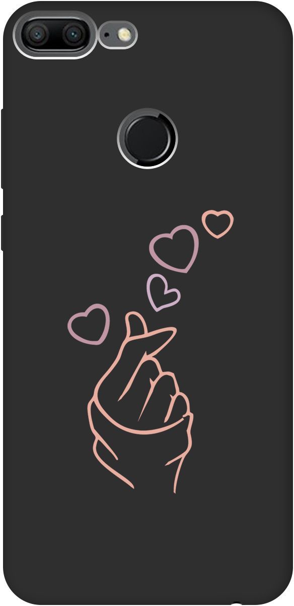

Матовый чехол на Honor 9 Lite с принтом "K-Heart" черный, Черный;розовый, 2439