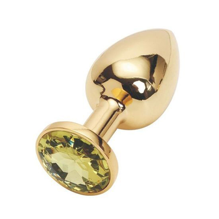Золотистая анальная пробка с желтым кристаллом 8,2 см