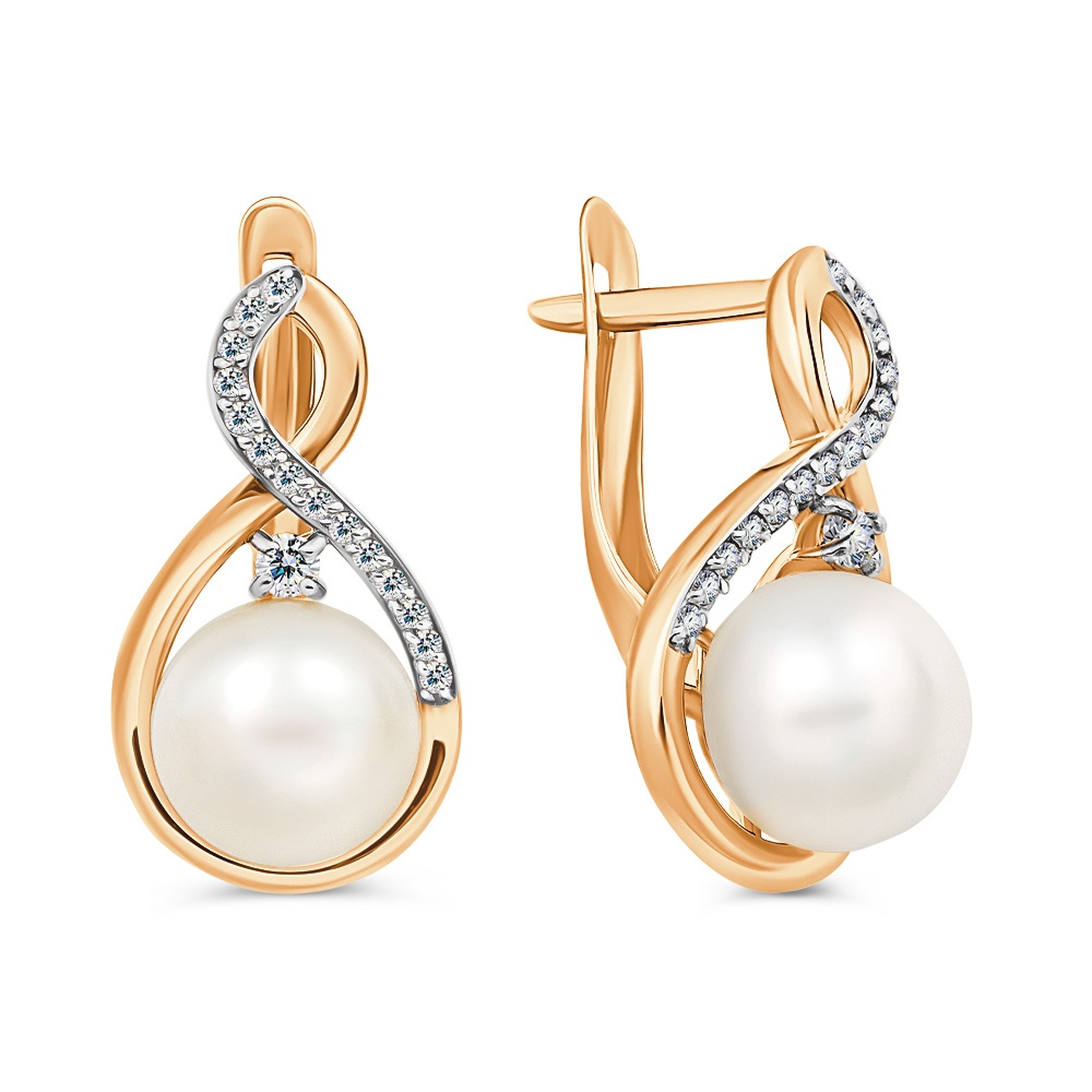 

Серьги из серебра 585Gold 702012813, жемчуг культивированный/фианит, 702012813