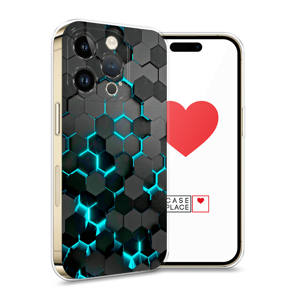 

Силиконовый чехол Awog "Соты бирюзовые" для Apple iPhone 14 Pro, Черный, 15250-3