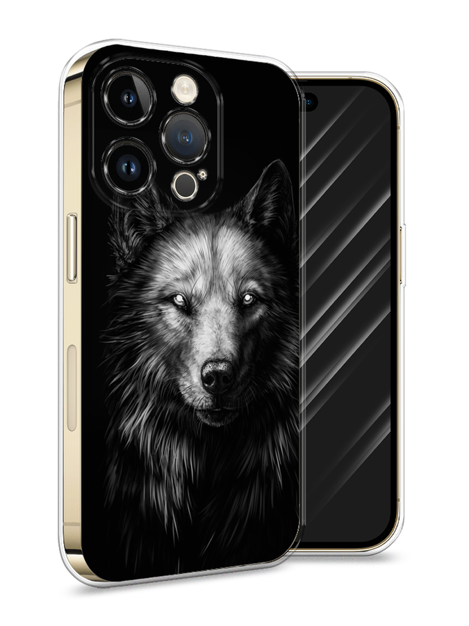

Силиконовый чехол Awog "Волк черно белый" для Apple iPhone 14 Pro, Черный, 15250-1