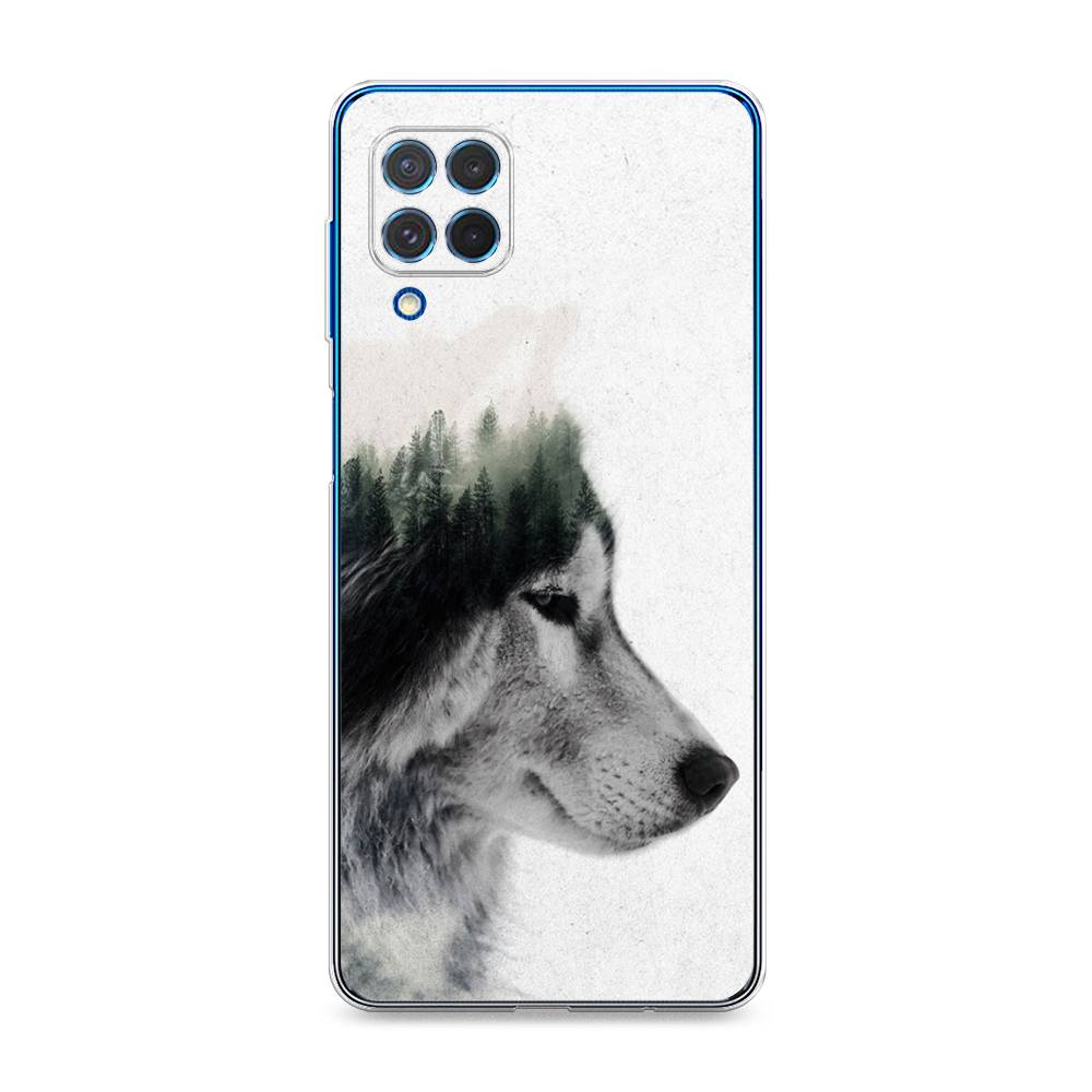 

Чехол на Samsung Galaxy M62 "Волк лес", Серый;белый, 2102950-1