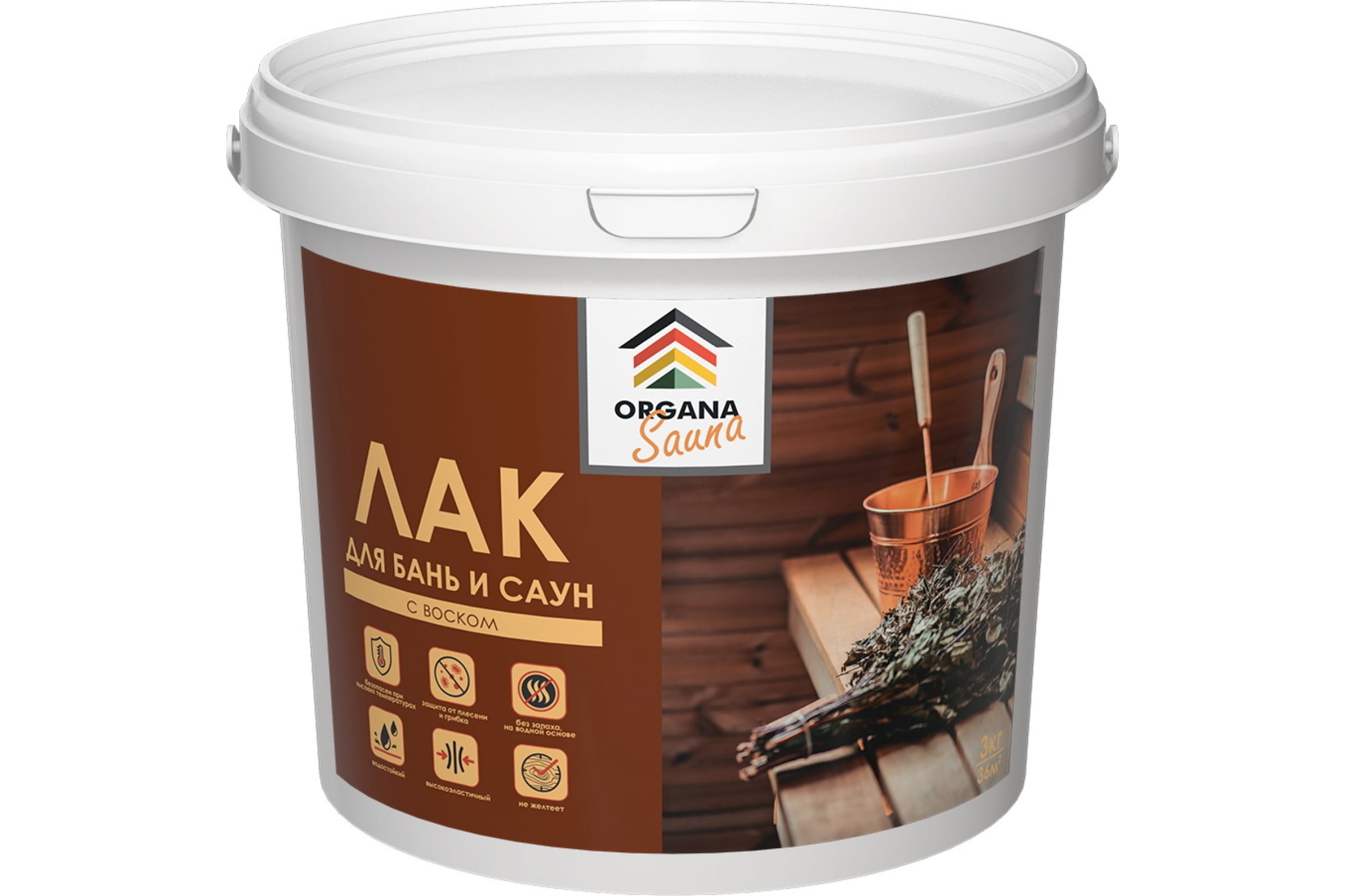 

Organa Лак для бань и саун Sauna Varnish , ведро 3 кг, матовый 106822