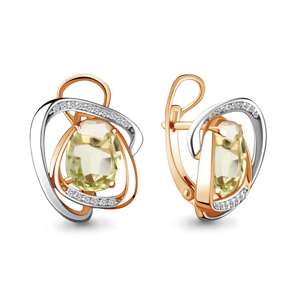 

Серьги из серебра с кварцем\фианитом Aquamarine Aquamarine 4489011А_925_з, 4489011А_925_з