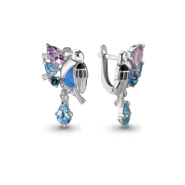 

Серьги из серебра с аметистом\топазом Aquamarine Aquamarine 4488942А_925_р, 4488942А_925_р