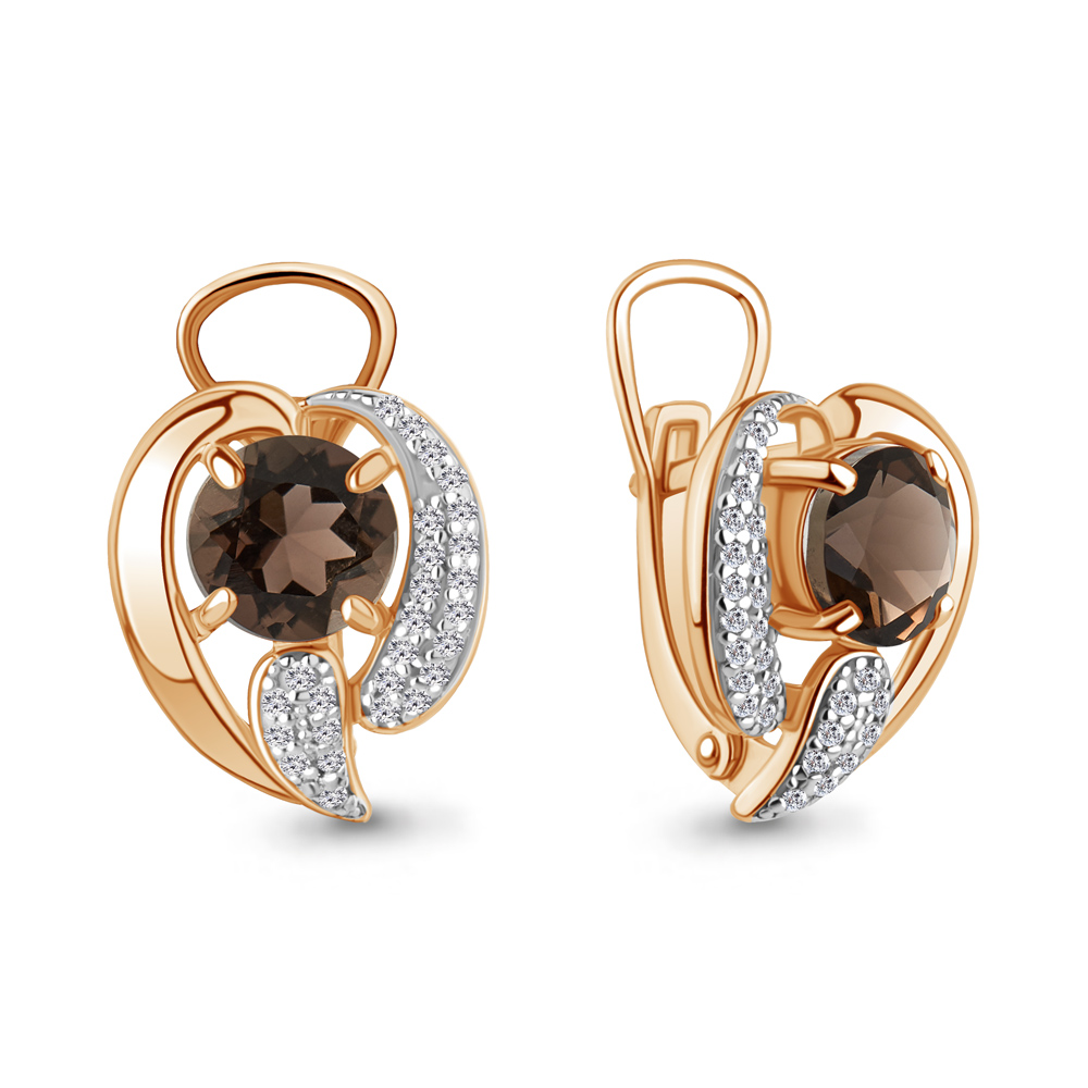 

Серьги из серебра с раухтопазом\фианитом Aquamarine Aquamarine 4487401А_925_з, 4487401А_925_з