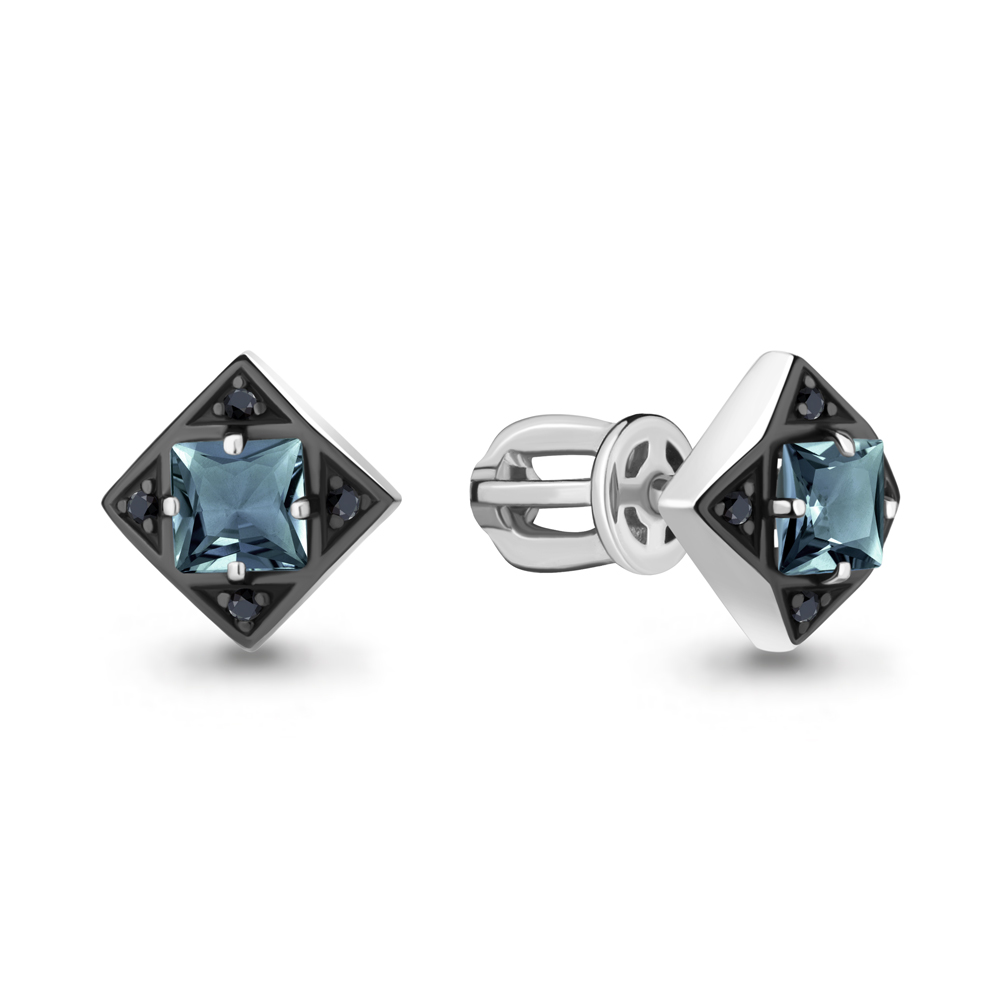

Серьги из серебра с топазом Aquamarine Aquamarine 4486508Ч_925_р, 4486508Ч_925_р