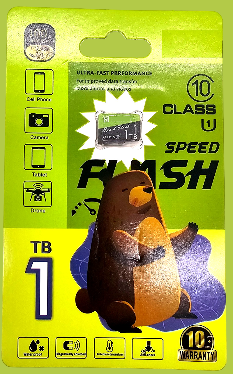 

Карта памяти NoBrand MicroSD Ultra Fast 1 Тб зеленый, Ultra Fast Rem