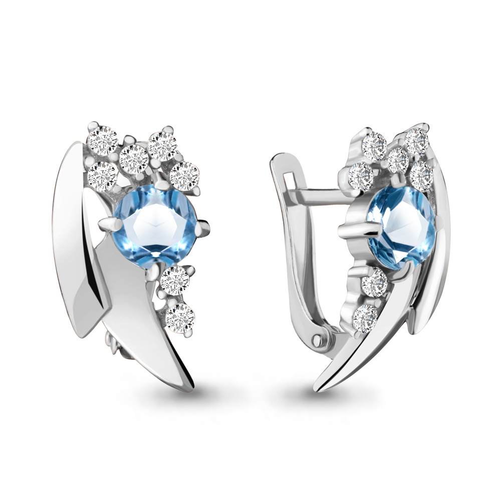 

Серьги из серебра с топазом\фианитом Aquamarine Aquamarine 4482405А_925_р, 4482405А_925_р