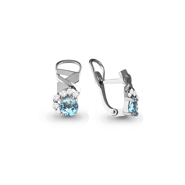 

Серьги из серебра с топазом\фианитом Aquamarine Aquamarine 4481705А_925_з, 4481705А_925_з