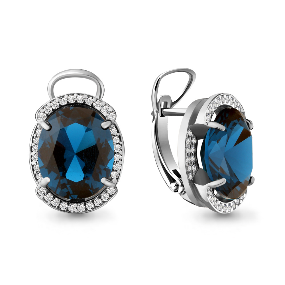 

Серьги из серебра с фианитом Aquamarine Aquamarine 4479693А_925_р, 4479693А_925_р