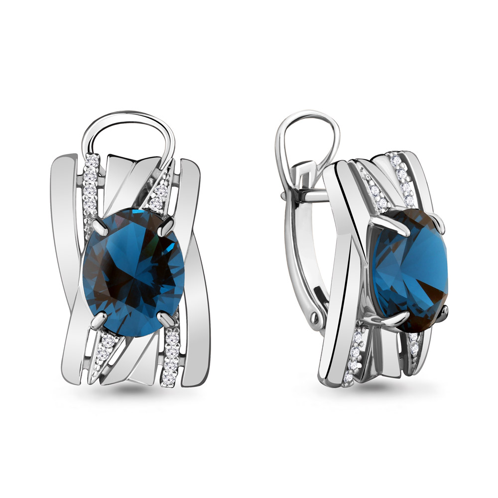 

Серьги из серебра с фианитом Aquamarine Aquamarine 4478893А_925_р, 4478893А_925_р