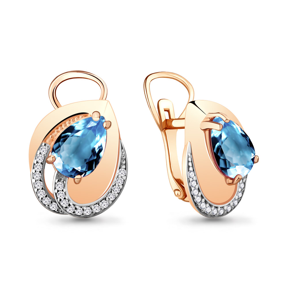 

Серьги из серебра с топазом\фианитом Aquamarine Aquamarine 4478705А_925_з, 4478705А_925_з