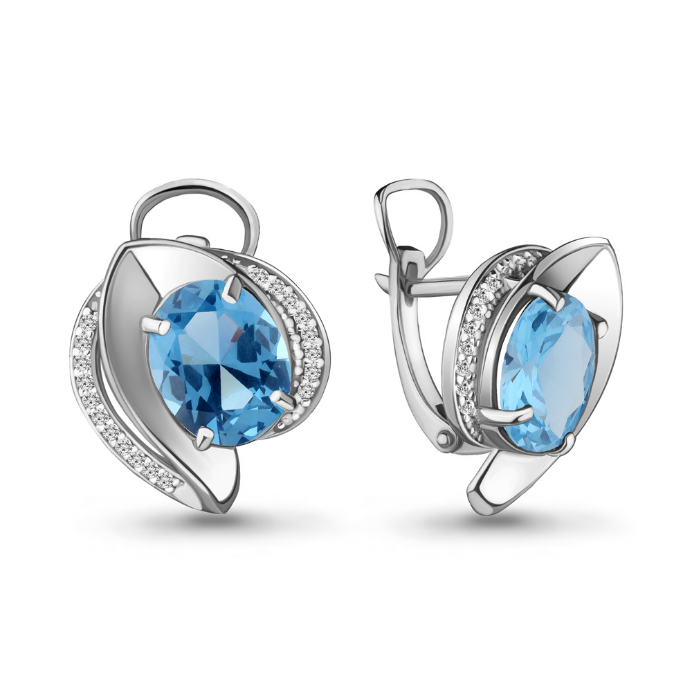 

Серьги из серебра с фианитом Aquamarine Aquamarine 4478692А_925_р, 4478692А_925_р
