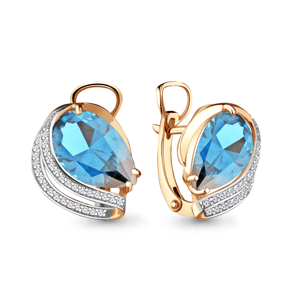

Серьги из серебра с фианитом Aquamarine Aquamarine 4478592А_925_з, 4478592А_925_з