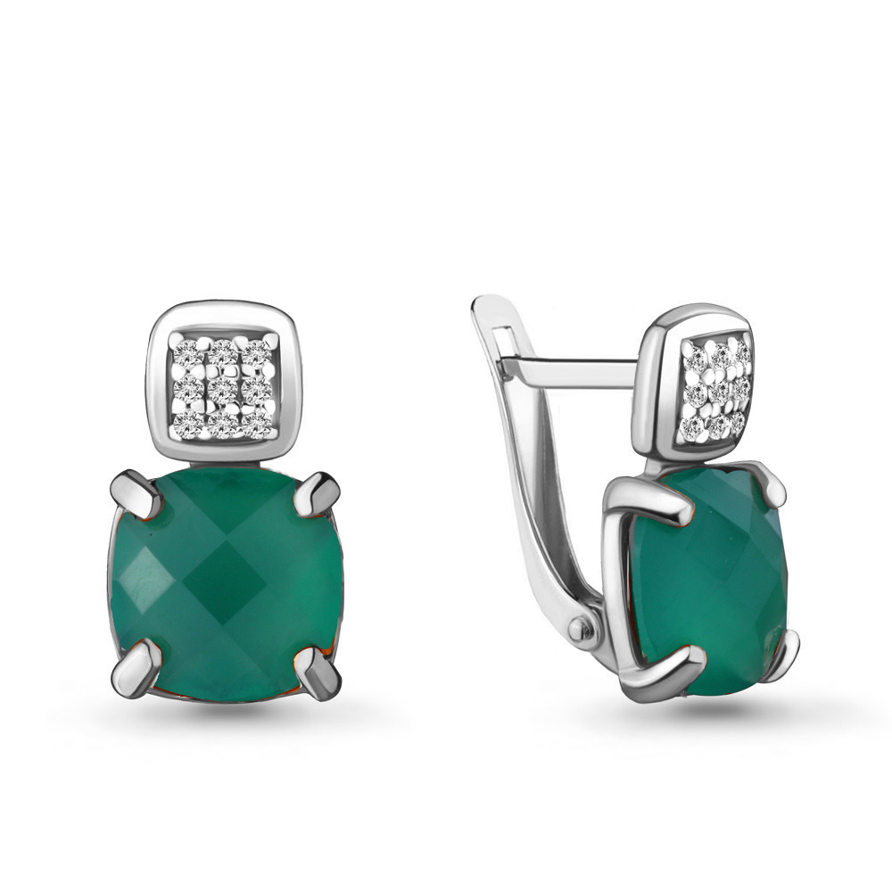 

Серьги из серебра с агатом\фианитом Aquamarine Aquamarine 4477409А_925_р, 4477409А_925_р