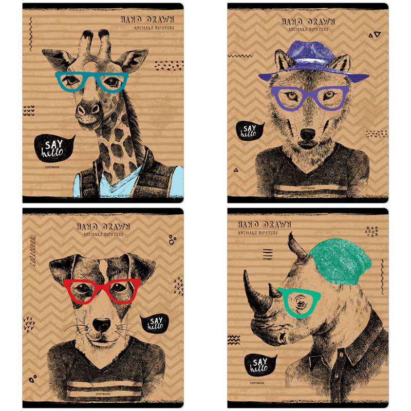

Тетрадь 48 листов; А5; клетка ArtSpace Рисунки. Animals hipsters; эконом