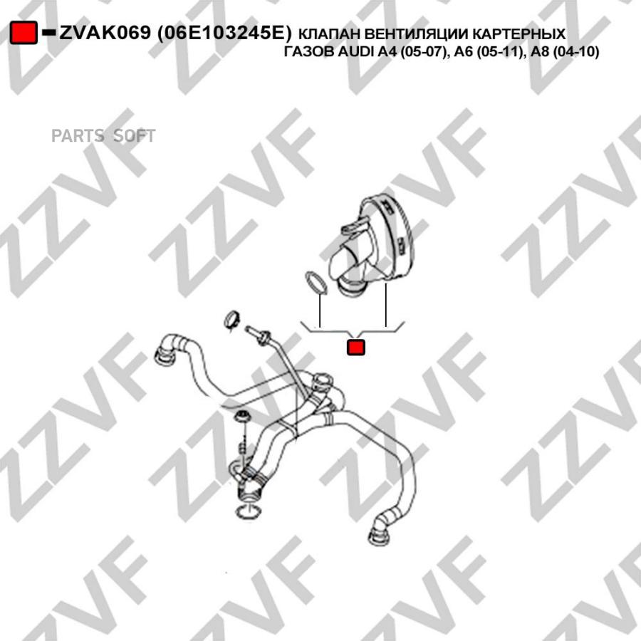 Клапан Вентиляции Картерных Газов Audi A4 05-07, ZZVF ZVAK069