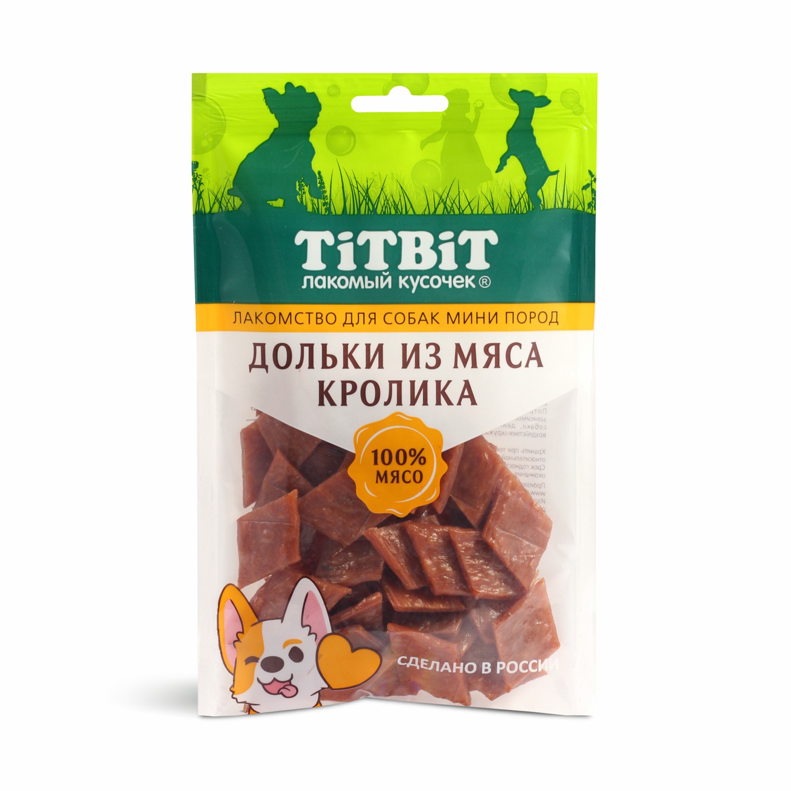 

Лакомство для собак TiTBiT, для мини пород, дольки из мяса кролика, 3шт по 100г