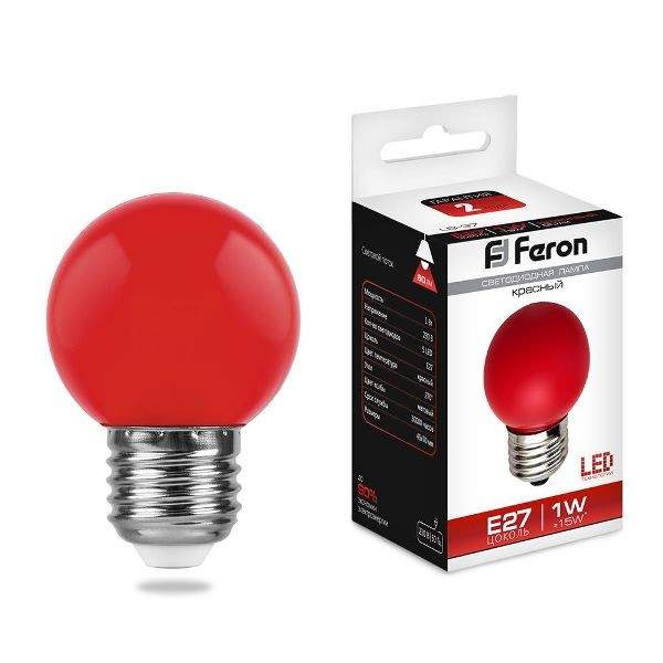 

Лампа светодиодная FERON, E27, 1W, "Шар", арт. 619967 - (10 шт.)