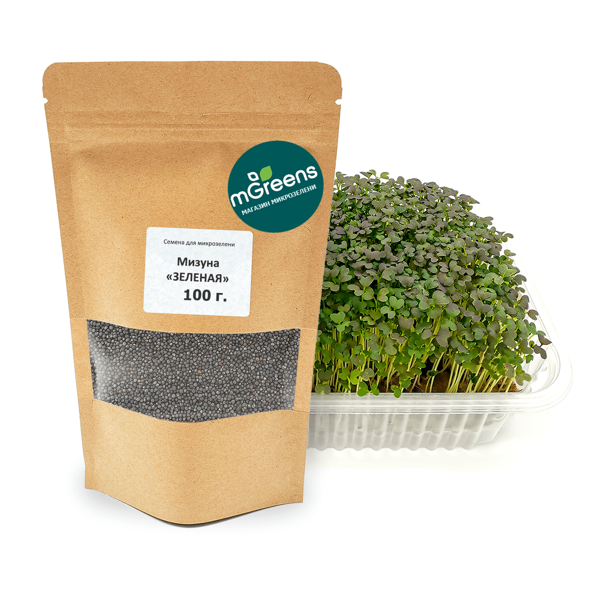 

Семена для микрозелени mGreen's Мизуна "Зеленая" 100 г, mizuna_green_ves