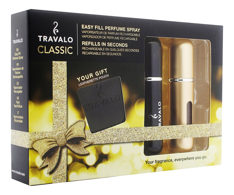 Набор Travalo Classic Easy Fill Perfume Spray (атомайзер 2*5мл + кожаный чехол) Black&Gold