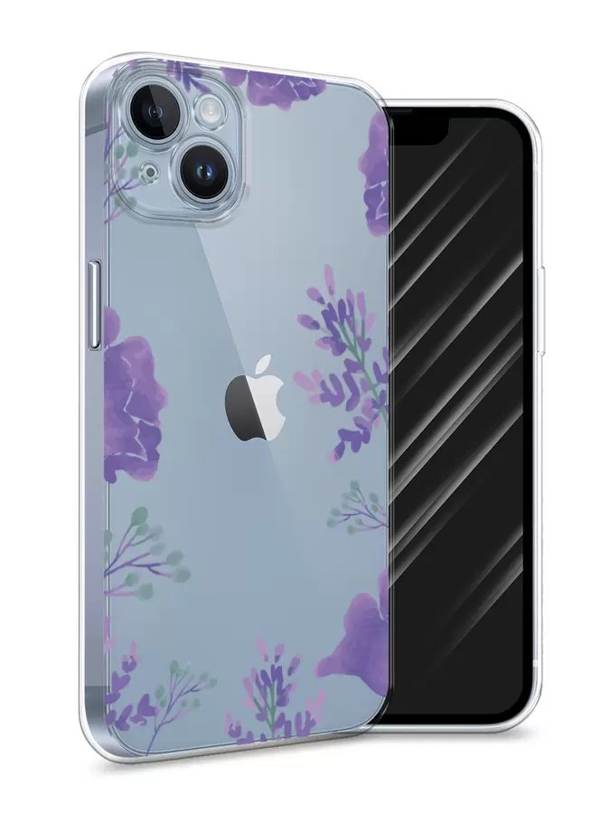

Силиконовый чехол Awog "Сиреневая цветочная рамка" для Apple iPhone 14, Разноцветный, 15150-8