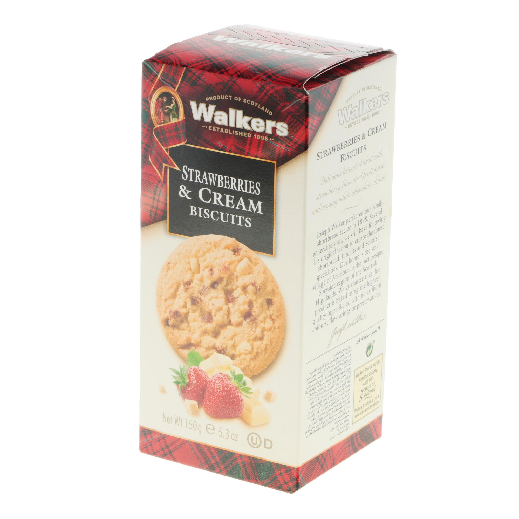 фото Печенье walkers strawberries & cream biscuits 150 г