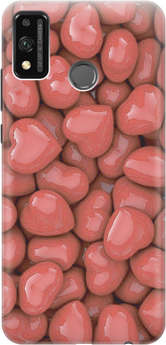 

Силиконовый чехол на Honor 9X Lite с эффектом блеска "Красные сердечки", Красный, 3970