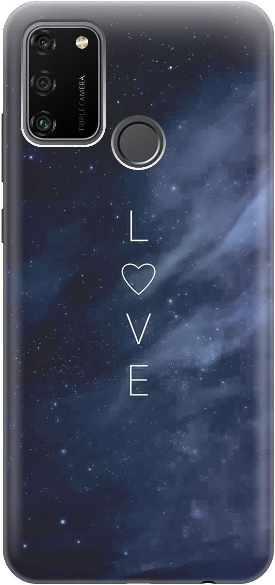 

Силиконовый чехол на Honor 9A с принтом "Ночное небо и любовь", Синий;черный, 3969
