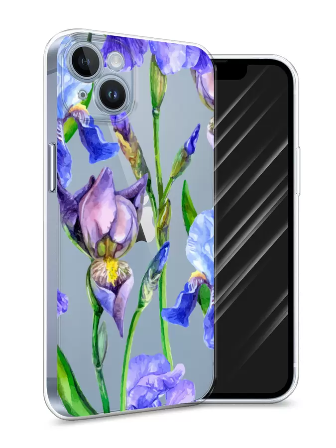 

Силиконовый чехол Awog "Синие ирисы" для Apple iPhone 14, Разноцветный, 15150-8
