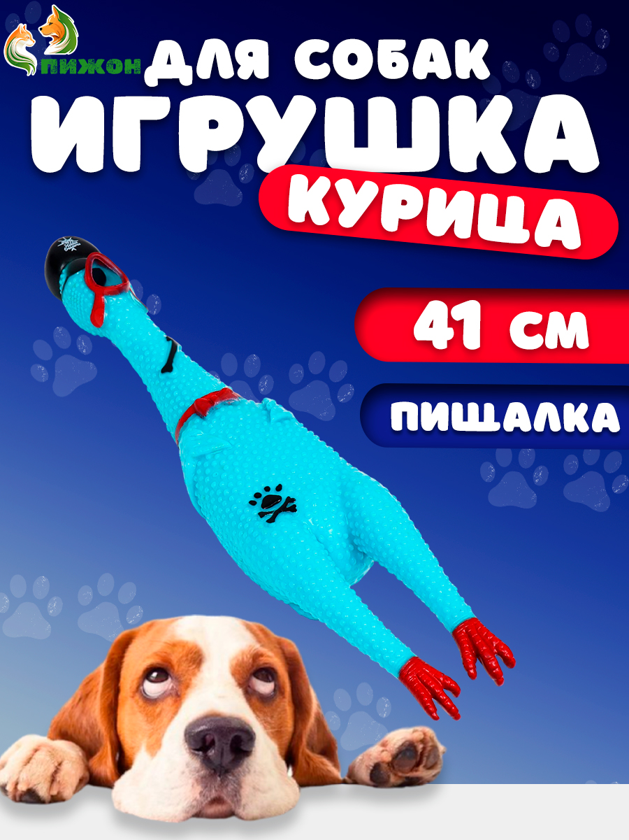 

Игрушка для собак Пижон Курица-пират, голубая, 41 см