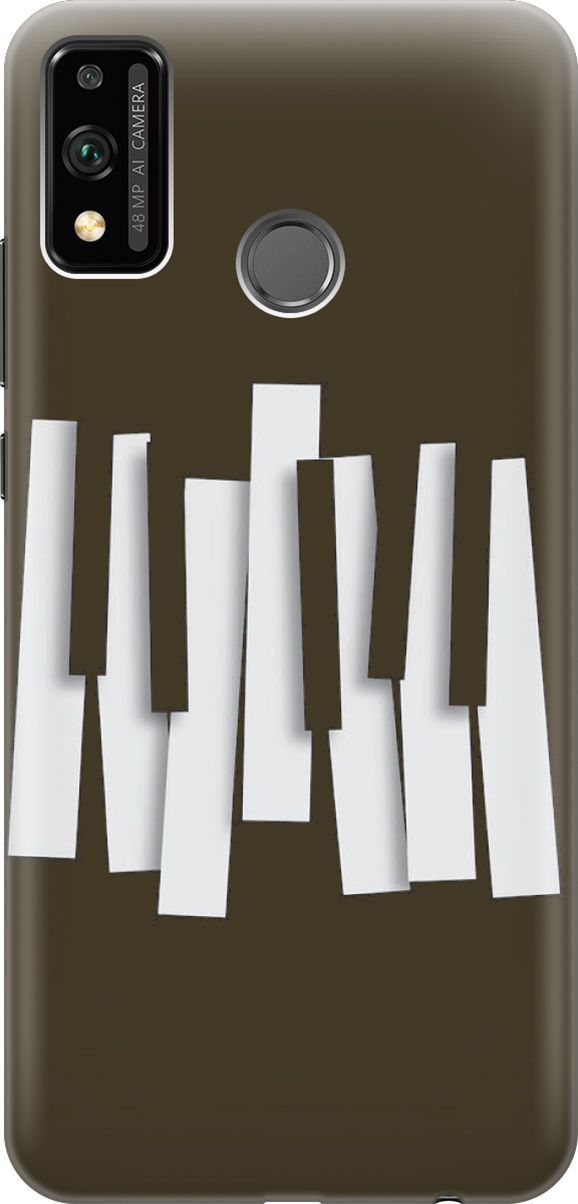 

Силиконовый чехол на Honor 9X Lite с эффектом блеска "Клавиши", Белый;черный, 3401