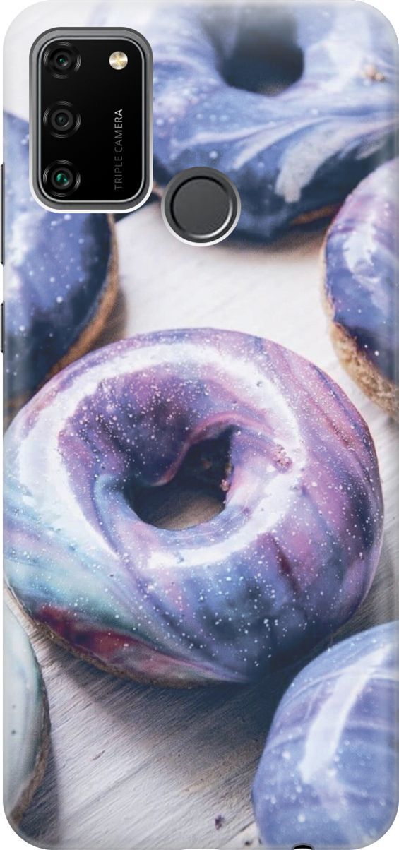 

Силиконовый чехол на Honor 9A с эффектом блеска "Пончики в сиреневой глазури", Белый;фиолетовый, 3400