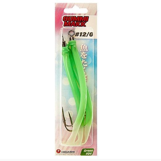 Крючок оснащенный кембриком Higashi Gummi Makk #12/0 (set-3pcs) #04 Green