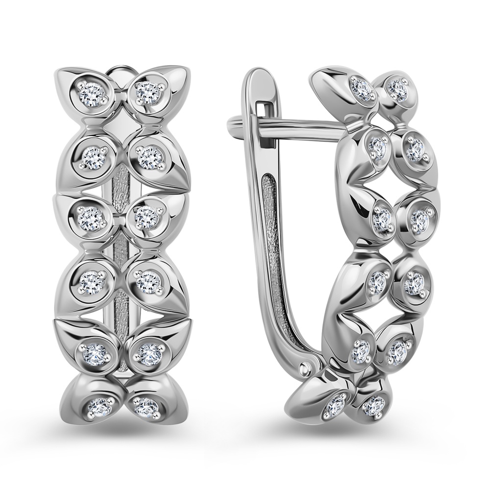

Серьги из серебра 585Gold 702012587, фианит, 702012587